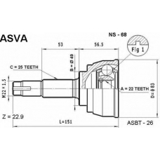 NS-68 ASVA Шарнирный комплект, приводной вал