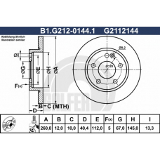 B1.G212-0144.1 GALFER Тормозной диск