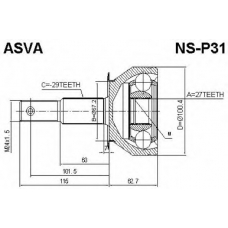 NS-P31 ASVA Шарнирный комплект, приводной вал