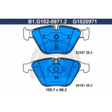 B1.G102-0971.2 GALFER Комплект тормозных колодок, дисковый тормоз