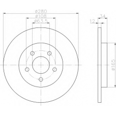 8DD 355 108-051 HELLA Тормозной диск