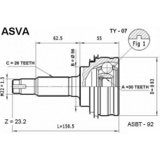 TY-07 ASVA Шарнирный комплект, приводной вал