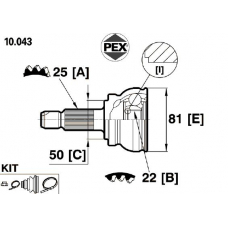 10.043 PEX Шарнир, приводной вал