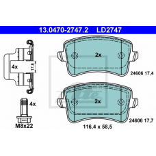 13.0470-2747.2 ATE Комплект тормозных колодок, дисковый тормоз