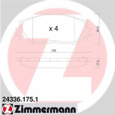 24336.175.1 ZIMMERMANN Комплект тормозных колодок, дисковый тормоз