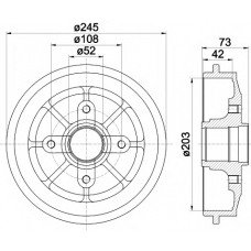 8DT 355 300-591 HELLA PAGID Тормозной барабан