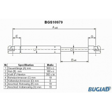 BGS10979 BUGIAD Газовая пружина, крышка багажник