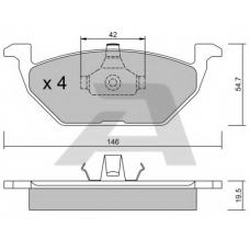 BPVW-1012 AISIN Комплект тормозных колодок, дисковый тормоз
