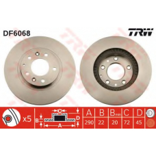DF6068 TRW Тормозной диск