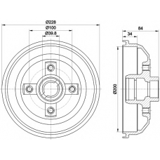 8DT 355 301-161 HELLA PAGID Тормозной барабан