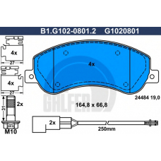 B1.G102-0801.2 GALFER Комплект тормозных колодок, дисковый тормоз