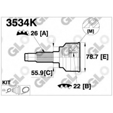 3534K GLO Шарнирный комплект, приводной вал