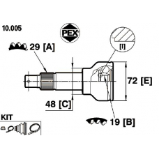 10.005 PEX Шарнир, приводной вал