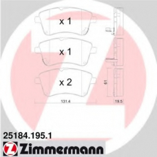 25184.195.1 ZIMMERMANN Комплект тормозных колодок, дисковый тормоз