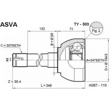 TY-303 ASVA Шарнирный комплект, приводной вал