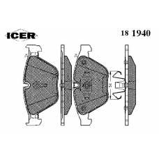 181940 ICER Комплект тормозных колодок, дисковый тормоз