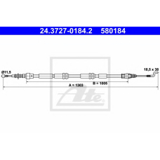 24.3727-0184.2 ATE Трос, стояночная тормозная система