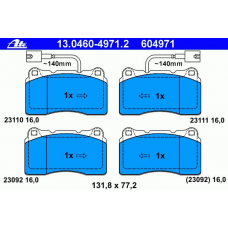 13.0460-4971.2 ATE Комплект тормозных колодок, дисковый тормоз