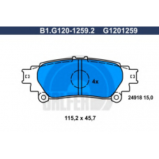 B1.G120-1259.2 GALFER Комплект тормозных колодок, дисковый тормоз