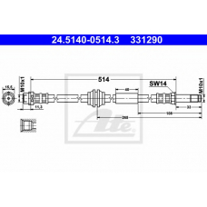 24.5140-0514.3 ATE Тормозной шланг