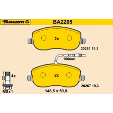 BA2285 BARUM Комплект тормозных колодок, дисковый тормоз