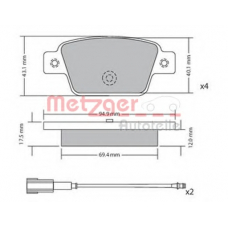 0861.12 METZGER Комплект тормозных колодок, дисковый тормоз