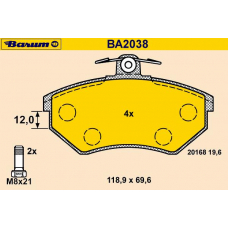 BA2038 BARUM Комплект тормозных колодок, дисковый тормоз