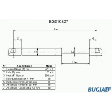 BGS10827 BUGIAD Газовая пружина, крышка багажник