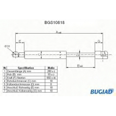 BGS10818 BUGIAD Газовая пружина, крышка багажник