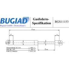 BGS11153 BUGIAD Газовая пружина, крышка багажник