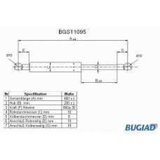 BGS11095 BUGIAD Газовая пружина, крышка багажник