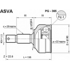 PG-365 ASVA Шарнирный комплект, приводной вал