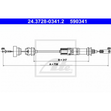 24.3728-0341.2 ATE Трос, управление сцеплением