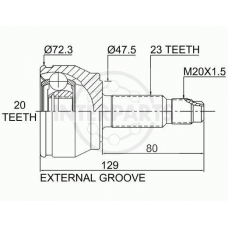 OJ-1619 InterParts Шарнирный комплект, приводной вал