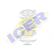 182111 ICER Комплект тормозных колодок, дисковый тормоз
