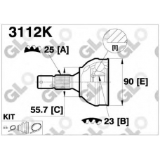 3112K GLO Шарнирный комплект, приводной вал
