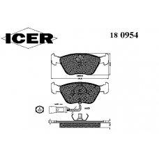180954 ICER Комплект тормозных колодок, дисковый тормоз