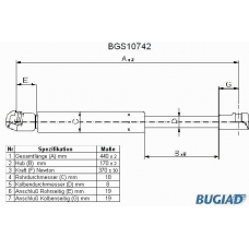 BGS10742 BUGIAD Газовая пружина, крышка багажник