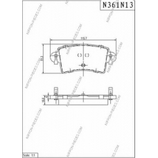 N361N13 NPS Комплект тормозных колодок, дисковый тормоз