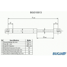 BGS10813 BUGIAD Газовая пружина, капот