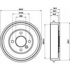 8DT 355 301-341 HELLA PAGID Тормозной барабан