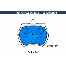 B1.G102-0008.2 GALFER Комплект тормозных колодок, дисковый тормоз