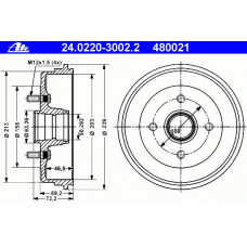 24.0220-3002.2 ATE Тормозной барабан