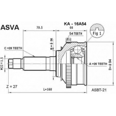 KA-16A54 ASVA Шарнирный комплект, приводной вал