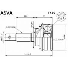 TY-02 ASVA Шарнирный комплект, приводной вал