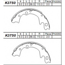 K3750 ASIMCO Комплект тормозных колодок