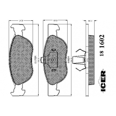 181602 ICER Комплект тормозных колодок, дисковый тормоз