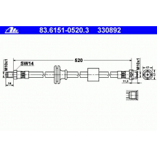 83.6151-0520.3 ATE Тормозной шланг