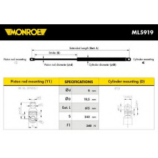 ML5919 MONROE Газовая пружина, капот