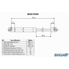 BGS10986 BUGIAD Газовая пружина, капот